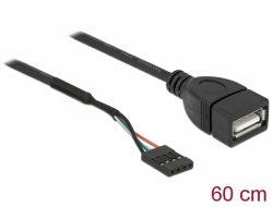 85671 Delock Base de conexiones del cable USB 2.0 hembra en 1 x USB 2.0 Tipo-A hembra 60 cm