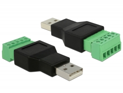 65993 Delock Adaptateur USB 2.0 Type-A mâle > Bornier 5 broches 2 pièces