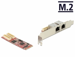 62753 Delock M.2 Adapter M.2 > 2 x RJ45 Gigabit LAN port (PCIe)