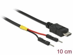 85406 Delock USB kabel napajanja Micro-B na 2 x zatičnu glavu mušku sa zasebnim napajanjem 10 cm