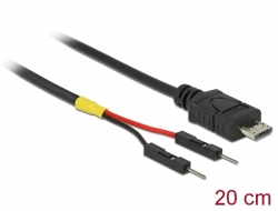 85407 Delock USB kabel napajanja Micro-B na 2 x zatičnu glavu mušku sa zasebnim napajanjem 20 cm