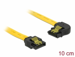 83957 Delock SATA 6 Gb/s kábel egyenes - balra 90 fok 10 cm sárga