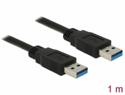 85060 Delock USB 3.0-kabel, Typ-A hane > USB 3.0 Typ-A hane, 1,0 m svart