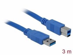 82581 Delock Kábel USB 3.0 A típusú-dugó > USB 3.0 B típusú-dugó 3 m kék