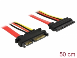 84361 Delock Przewód przedłużający SATA 6 Gb/s z 22-pinowym wtykiem > 22-pinowe gniazdo SATA (5 V + 12 V), 50 cm