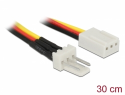 85753 Delock Napájecí kabel ventilátoru, 3 pinový zástrčkový konektor na třípinový zásuvkový konektor, 30 cm 