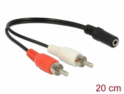 85806 Delock Cablu audio 2 x RCA tată la 1 x 3,5 mm 3 pin mufă stereo 20 cm