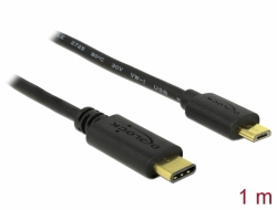 83602 Delock Καλώδιο USB Type-C™ 2.0 αρσενικό >USB 2.0 τύπου Micro-B αρσενικό 1,0 m μαύρο