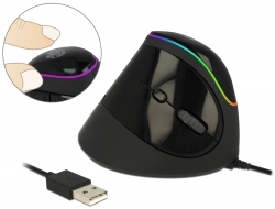 12597 Delock Ergonomski USB miš vertikalan - RGB osvjetljenje