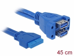 82942 Delock Cable USB 3.0 pin header female to 2 x USB 3.0-A female stacked
