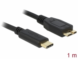 83677 Delock Kabel SuperSpeed USB 10 Gbps (USB 3.1, Gen 2) USB Type-C™ hane > USB typ Micro-B hane 1 m svart