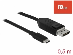 85811 Delock Câble bidirectionnel USB Type-C™ à DisplayPort (Mode DP Alt) 8K 60 Hz, 0,5 m DP 8K certifié