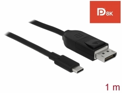 85812 Delock Dubbelriktad USB Type-C™ till DisplayPort-kabel (DP Alt-läge) 8K 60 Hz 1 m DP 8K-certifierad