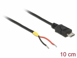 82697 Delock Kabel USB 2.0 Micro-B Stecker > 2 x offene Kabelenden Strom 10 cm Raspberry Pi