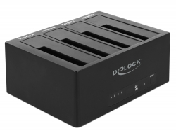 64063 Delock Estación de Acoplamiento SuperSpeed USB 5 Gbps para 4 x SATA HDD / SSD con función de clonación