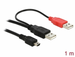 82447 Delock Cable 2 x USB2.0-A male > USB mini 5-pin
