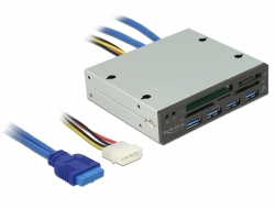 91493 Delock Lecteur de cartes 3.5″ USB 3.0 à 5 fentes + Hub USB 3.0 à 4 ports