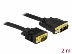 83241 Delock Cablu DVI 12+5 tată > VGA tată, de 2 m, negru