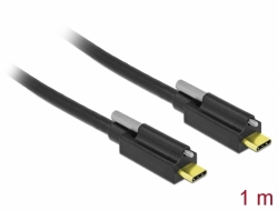 83719 Delock Kabel SuperSpeed USB 10 Gbps (USB 3.1 Gen 2) USB Type-C™ Stecker > USB Type-C™ Stecker mit Schraube oben 1 m schwarz