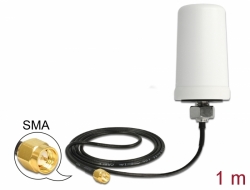 88986 Delock GSM / UMTS Antenne SMA Stecker 0,7 - 1,6 dBi 1 m ULA100 omnidirektional starr outdoor weiß 
