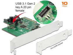 89603 Delock PCI Κάρτα υψηλής ταχύτητας > 1 x θηλυκό εσωτερικό USB 3.1 Gen 2 κλειδιού A των 20 pin