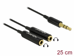 65356 Delock Stereofoniczny przewód audio męski 3,5 mm 3-pinowy > 2 x stereofoniczny żeński 3,5 mm 3-pinowy 25 cm