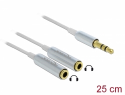 65355 Delock Câble audio stéréo mâle 3,5 mm 3 broches > 2 x stéréo femelles 3,5 mm 3 broches 25 cm