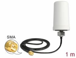 12545 Delock LTE Antenne SMA Stecker 1,7 - 2,0 dBi ULA100 1 m omnidirektional starr outdoor weiß
