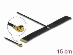 12614 Delock LPWAN cu antenă I-PEX Inc., MHF® I tată, -0,38 dBi, 1.13 15 cm, FPC, auto-adeziv intern