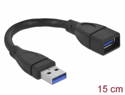 82776 Delock Produžni kabel USB 3.0 Tipa-A muški > USB 3.0 Tipa-A ženski 15 cm crni