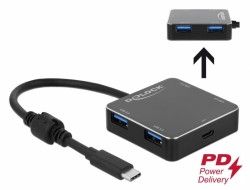 64044 Delock 4 portos, USB 3.1 Gen 1 elosztó USB Type-C™ kapcsolattal és USB Type-C™ PD-vel