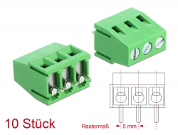 66008 Delock Terminal block for PCB soldering version 3 pin 5.00 mm pitch vertical 10 pieces