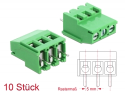 66012 Delock Terminal block for PCB soldering version 3 pin 5.00 mm pitch vertical 10 pieces