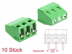 66010 Delock Terminal block for PCB soldering version 3 pin 5.08 mm pitch vertical 10 pieces