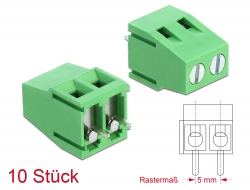 66007 Delock Terminal block for PCB soldering version 2 pin 5.00 mm pitch vertical 10 pieces