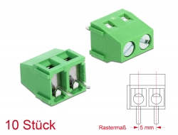 65998 Delock Terminal block for PCB soldering version 2 pin 5.00 mm pitch vertical 10 pieces
