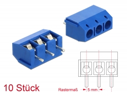 66016 Delock Terminal block for PCB soldering version 3 pin 5.00 mm pitch vertical 10 pieces