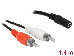 85808 Delock Cable de audio 2 x RCA macho a conector estéreo 1 x 3,5 mm de 3 pines 1,4 m