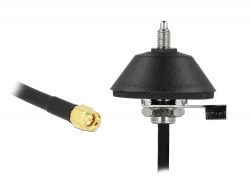 12589 Delock Antenna base M6 with connection cable RG-58 C/U 3 m SMA plug black