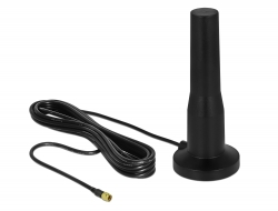 12586 Delock LTE Antenna SMA plug 3 - 5 dBi 12 cm fixed omnidirectional with magnetic base and connection cable RG-174 A/U 3 m outdoor black
