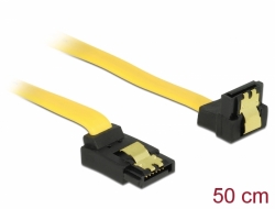 82821 Delock Kabel SATA, 6 Gb/s, pravoúhlý nahoru na pravoúhlý dolů, 50 cm, žlutý