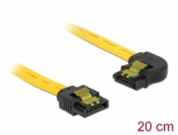 83958 Delock Kabel SATA, 6 Gb/s, přímý na pravoúhlý doleva, 20 cm, žlutý