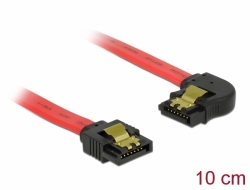 83961 Delock SATA 6 Gb/s kábel egyenes - balra 90 fok 10 cm vörös