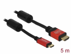 84338 Delock Kabel High Speed HDMI s Ethernetom - HDMI A muški > HDMI Mini-C muški 4K 5 m