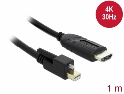 85642 Delock Kabel mini DisplayPort 1.2 Stecker mit Schraube > HDMI Stecker 4K Aktiv schwarz 1 m