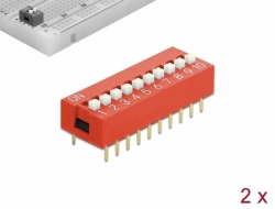 66037 Delock Interruptor deslizante DIP de 10 dígitos de 2,54 mm de paso THT vertical rojo 2 piezas