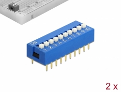 66101 Delock Comutator culisant DIP 10-cifre 2,54 mm cu înclinare THT vertical albastru 2 bucăți
