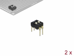 66104 Delock Interruptor deslizante DIP de 2 dígitos de 2,54 mm de paso THT vertical negro 2 piezas