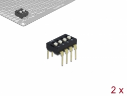 66107 Delock Interruptor deslizante DIP de 4 dígitos de 2,54 mm de paso THT vertical negro 2 piezas