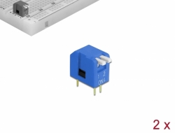 66134 Delock Interruptor de giro DIP piano de 2 dígitos de 2,54 mm de paso THT azul vertical 2 piezas